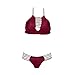 WorkTd Women's Deep V Neck Halter Top Bottom Bikini Sets Swimsuit Bathing Suit