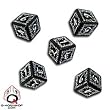 Q-Workshop: 5 Dice Set - Carved Elvish / Elven d6 Dice / Die (Black & White)