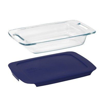 Pyrex  Easy Grab 2-qt Oblong with Blue Plastic Cover