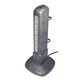 Masterplug Indoor Power SRPT122-MS 12-Socket Surge-Protected Socket with 2 m Extension Lead and Telecom and Data (Metallic Grey)