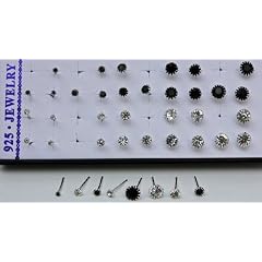 40 St�ck 925er Silber Ohrring Nasenstecker Piercing B9