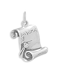 15x12.5mm Scrolled Diploma Charm .925 Sterling Silver