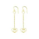 14K Yellow Gold Dangling Heart Earring