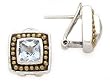 925 Silver & Blue Topaz Square Framed Earrings with 14k Gold Accents