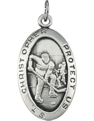 St. Saint Christopher Hockey Pendant With 24 Inch Chain Sterling Silver R16917