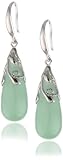 Sterling Silver, Green Jade Teardrop Fish Hook Earrings