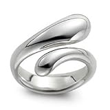 Contemporary Artistic Water Drop Sterling Silver Ring Semi-adjustable Size 6 to 8