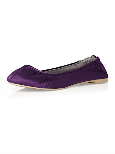 Women's Matte Satin Ballet Flats with Pleated Toe Detail by Dessy