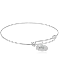 Sterling Silver "Mom" Circle Charm Bangle Bracelet, 8"