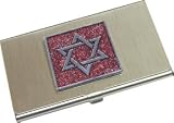 Pink Sparkle Star of David Business Card Holder / Case