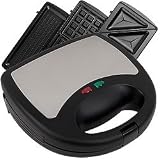 Chef Buddy 3 in 1 Sandwich Panini and Waffle Press with 3 Sets of Detachable Heating Plates