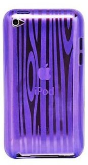 Gel Striped Flexi Case for Apple iPod Touch 4G (4th Generation) - Purple
