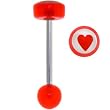 Red Acrylic RED HEART Logo Barbell Tongue Ring