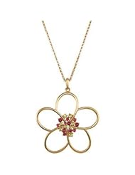 14K Yellow 18.00 In Chain Floral Necklace Genuine Peridot And Pink Tourmaline Floral Necklace