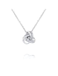 Rhodium Plated 925 Sterling Silver Love Knot Cubic Zirconia Necklace
