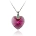 Sterling Silver Fuchsia Swarovski Elements Heart Pendant With Rolo Chain, 18"