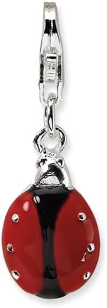 New Amore La Vita Sterling Silver 3-D Lady Bug Charm with Lobster Clasp