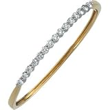 14K Two Tone Gold Diamond Bangle Bracelet