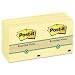 Post-it 654RPYW Recycled Notes, 3 x 3, Canary Yellow, 12 100-Sheet Pads/pack (12 PD)