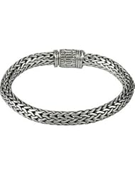 Sterling Silver 8mm Wheat Bracelet With 18Ky Accent Sterling Silver & 18K Yellow Gold 07.50 Inch Sterling Silver 8mm Wheat Bracelet With 18Ky Accent