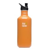 Klean Kanteen Stainless Steel 40 Ounce Water Bottle with 2.0 Sports Cap, Orange Sunset