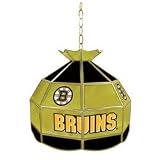 NEW Trademark NHL Boston Bruins Stained Glass Tiffany Lamp 16 Inch diame Hanging Chain Included