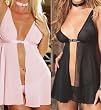 Chiffon Babydoll with Adjustable Buckle Front in Plus Sizes 1x/2x 3x/4x Black Pink