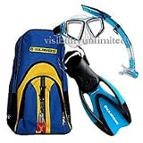 U.S. Divers KIDS Lanai LX Mask, Proflex II Jr. Fins, Hydroair II Jr. Snorkel & Pro Bag DELUXE Snorkel Gear