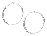 Fossil Earrings - Oversized Silver Pave Orbitals (Color: Silver)