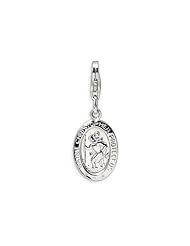Amore LaVita(tm) Sterling Silver Saint Christopher Medal w/Lobster Clasp Charm for Charm Bracelet