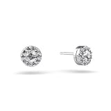 14K White Gold Genuine Round White Topaz Earrings