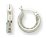 14k White Channel Set Childrens Hoop Earrings