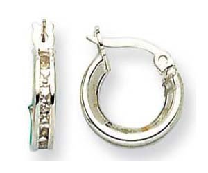 Childrens Toyshop  Jewelry : 14k White Channel Set Childrens Hoop Earrings