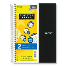 Mead MEA06208 Notebook- 5-Subject-8-Pocket- 200 Shts- 11in.x8-.50in.- Assorted