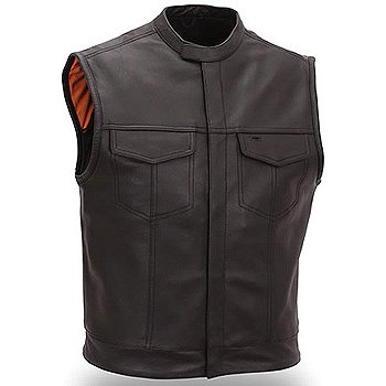 First Manufacturing Men s Concealed Snaps Collar Clean Look Vest Black Medium