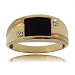 Men's Yellow Gold Bold Geometric Ring w Onyx & Diamonds