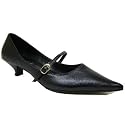 Womens Black Pointy Pointed Kitten Heel Ladies Court Shoes