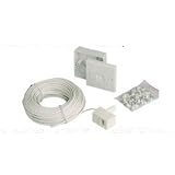 DIY Telephone Extension Socket Kit (10 metre cable, UK BT style plug phone socket & clips) - plug into BT socket style with adaptor to plug in existing phone