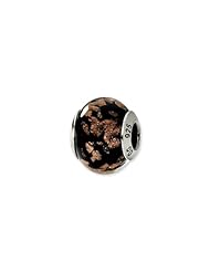 Black and Gold Speckled, Murano Glass Charm for 3mm Bracelets