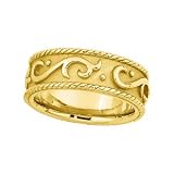 18K Yellow Gold Hand-Engraved Wedding Band - Sizes 5 - 8. No half sizes.