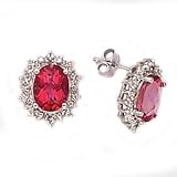 10k White Gold, Diamond & Pink Topaz Stud Earrings (2.81ctw)