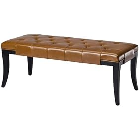Hammond Leather Bench, 18Hx47W, BROWN LEATHER