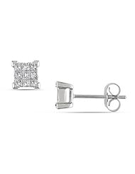 1/2 Carat Princess Cut Diamond 14K White Gold Earrings