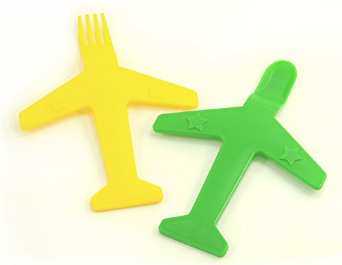 Airplane Fork & Spoon Set - by Luso Aviation (Yellow / Green)