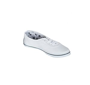 Ladies White Plimsole Lace up Canvas Shoes (White, US 10 - UK 8)