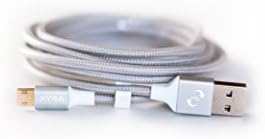 Xyra XL Reversible USB Syncing Cable - Reversible Micro USB to Reversible USB 2.0, 5 ft. Long, Fabric+Plastic Jacket - Micro USB Android Charge Sync Cord (Silver)