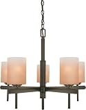 5-Lite Ceiling Lamp, Dark Bronze/Amber Glass Shade, A 60Wx5