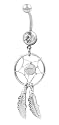 Sterling Silver Clear Dream Catcher Belly Button Navel Ring