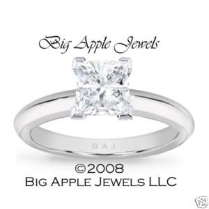 1.15 CT PRINCESS CUT DIAMOND ENGAGEMENT RING F VS-2