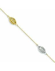 Genuine 14K Two-Tone Diamond Cut Bead Bracelet 7.25 Inches 2 Grams Of Gold 100% Satisfaction Guaranteed.